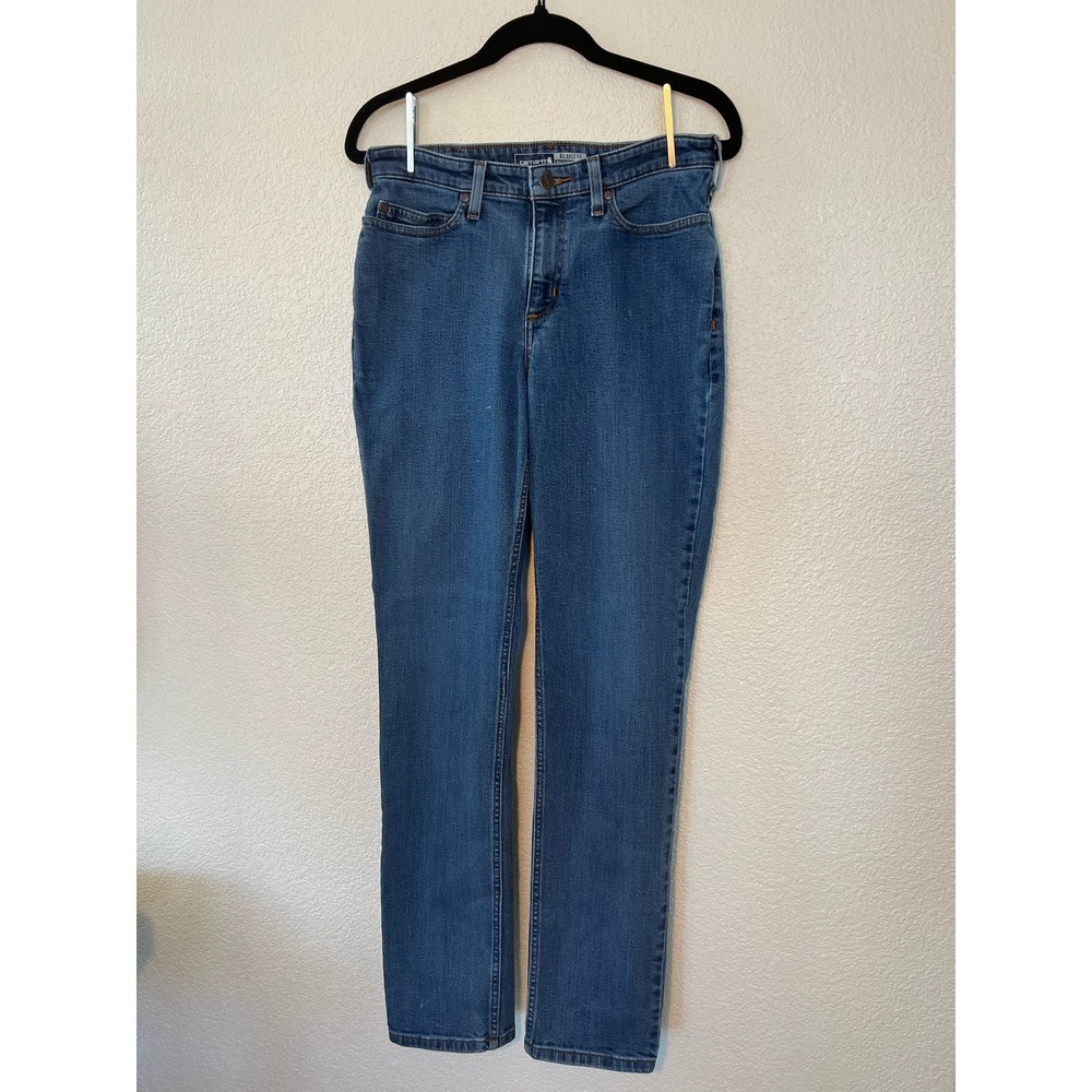 Carhartt Relaxed Fit Jeans Womens 6 Tall Medium Wash Denim Straight Leg 0032